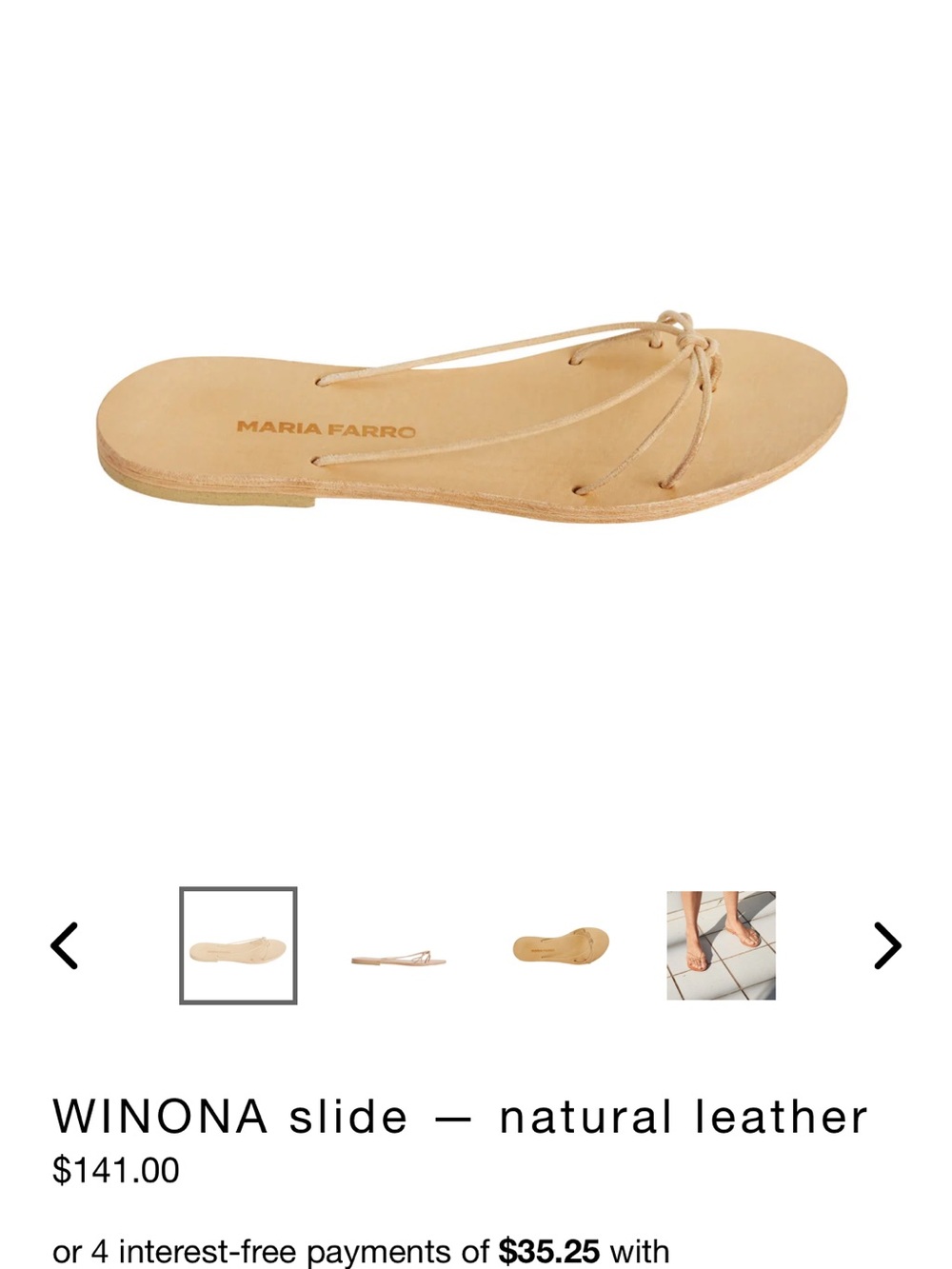 Tan Leather Bow-Strap Slide Sandals - Picture 7 of 10